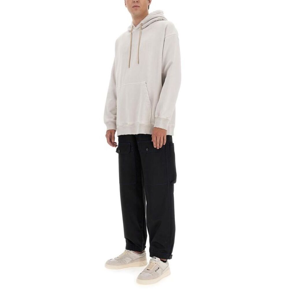 MSGM Men's Oversized Washed Hoodie Men Beige Sweaters & Cardigans